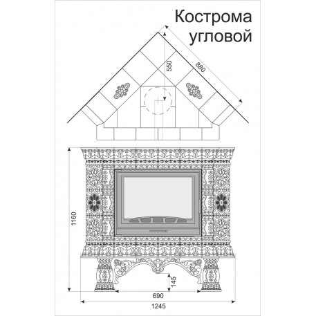 Печь Кострома "Апрель" угловой Кимры