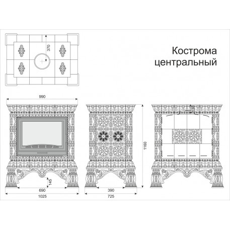 Печь Кострома "Белый" центральный Кимры