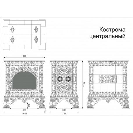 Печь Кострома-декоративный "Белый" центральный Кимры